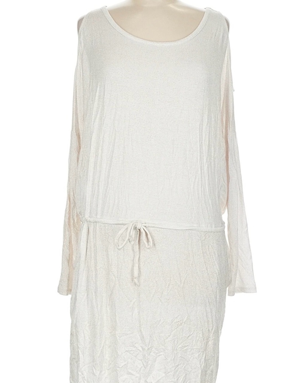 NWT! #700 CHASER Little White Dress w Sparkly Gold Glitter, Cold Shoulder